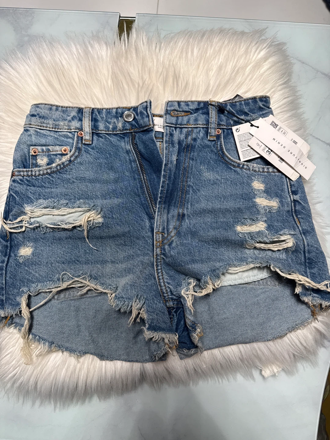 New Zara High Waist Denim Shorts - Size 32