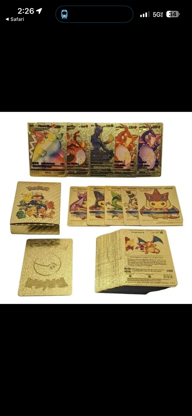 Pokemon Gold Plated Card Set with Box