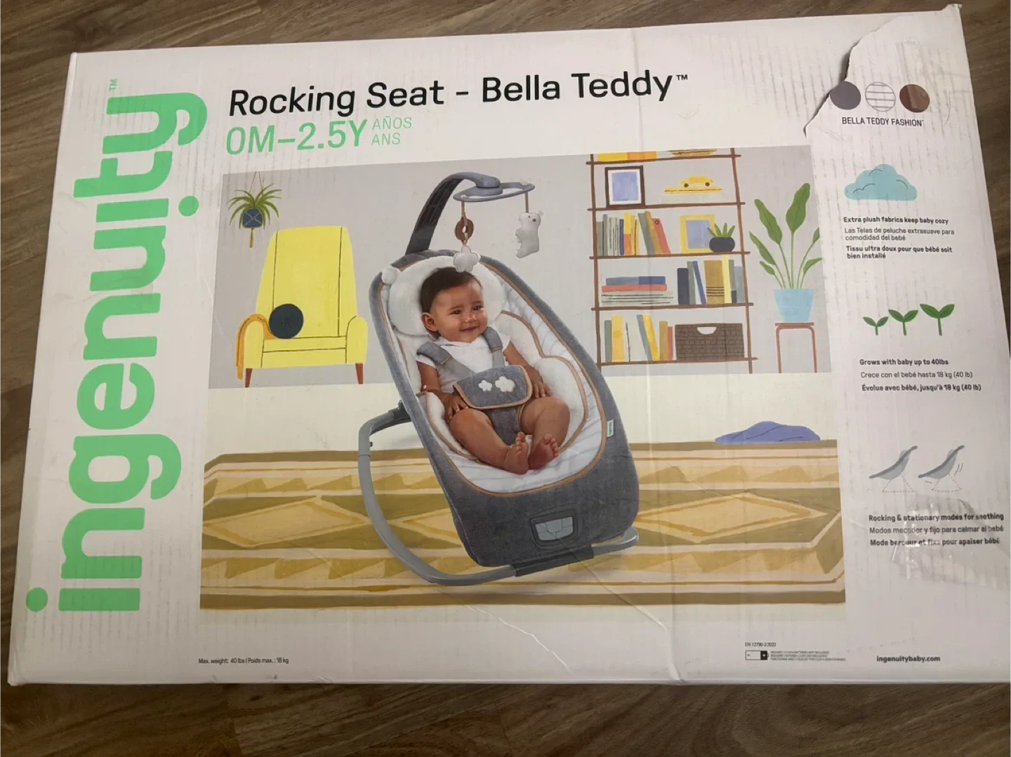 Ingenuity Rocking Seat - Bella Teddy, 0-2.5 Years
