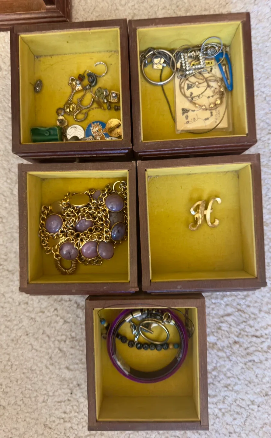 Vintage Wooden Jewelry Box with costume jewelry image indicator(6)