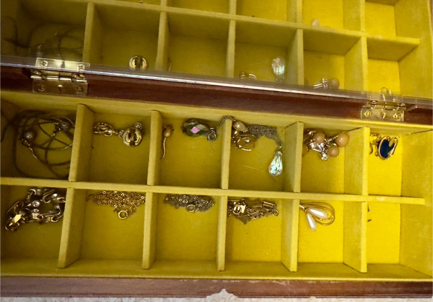 Vintage Wooden Jewelry Box with costume jewelry image indicator(3)