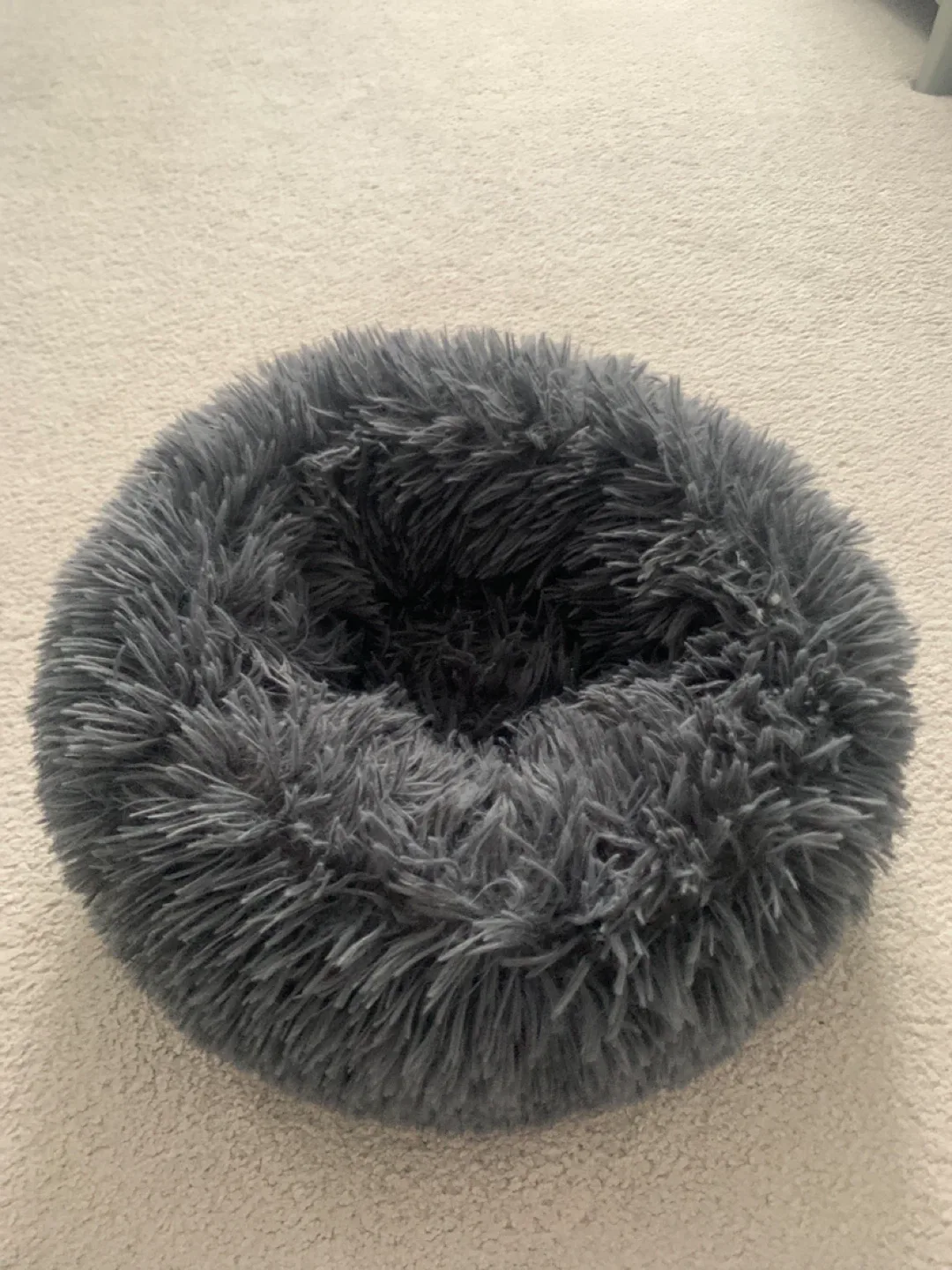 Grey Plush Donut Pet Bed