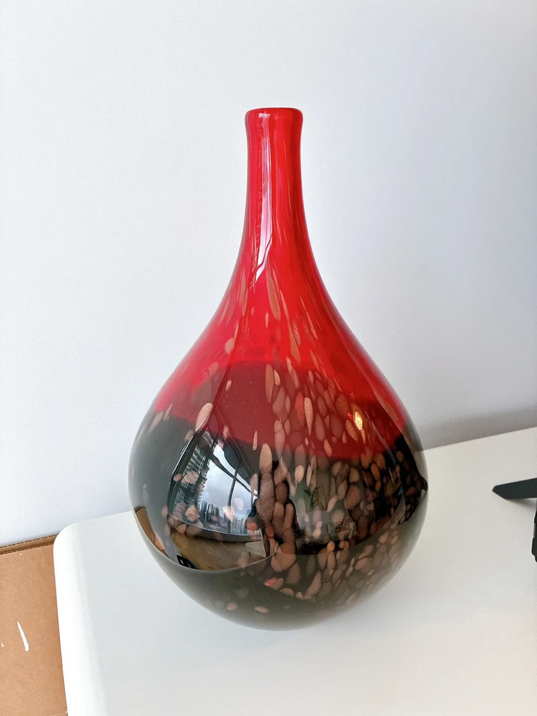 Red & Black Decorative Glass Vase
