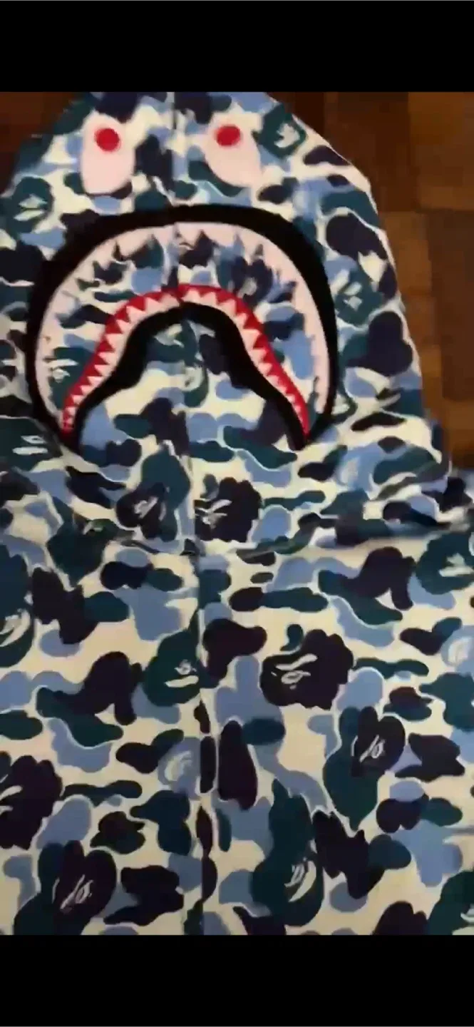 A Bathing Ape BAPE Camo Shark Hoodie - Size M