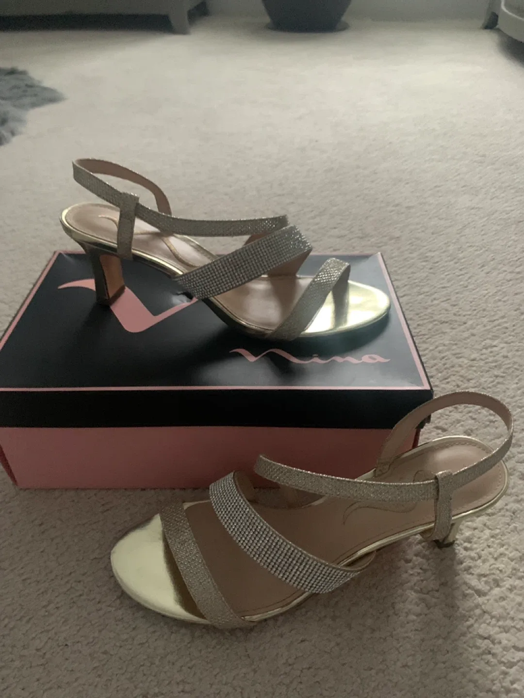 Nina Women's Gold Glitter Heels - Size 8