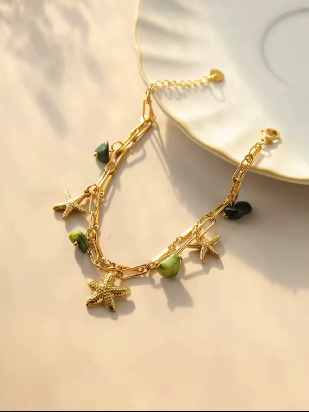Gold Starfish Charm Bracelet