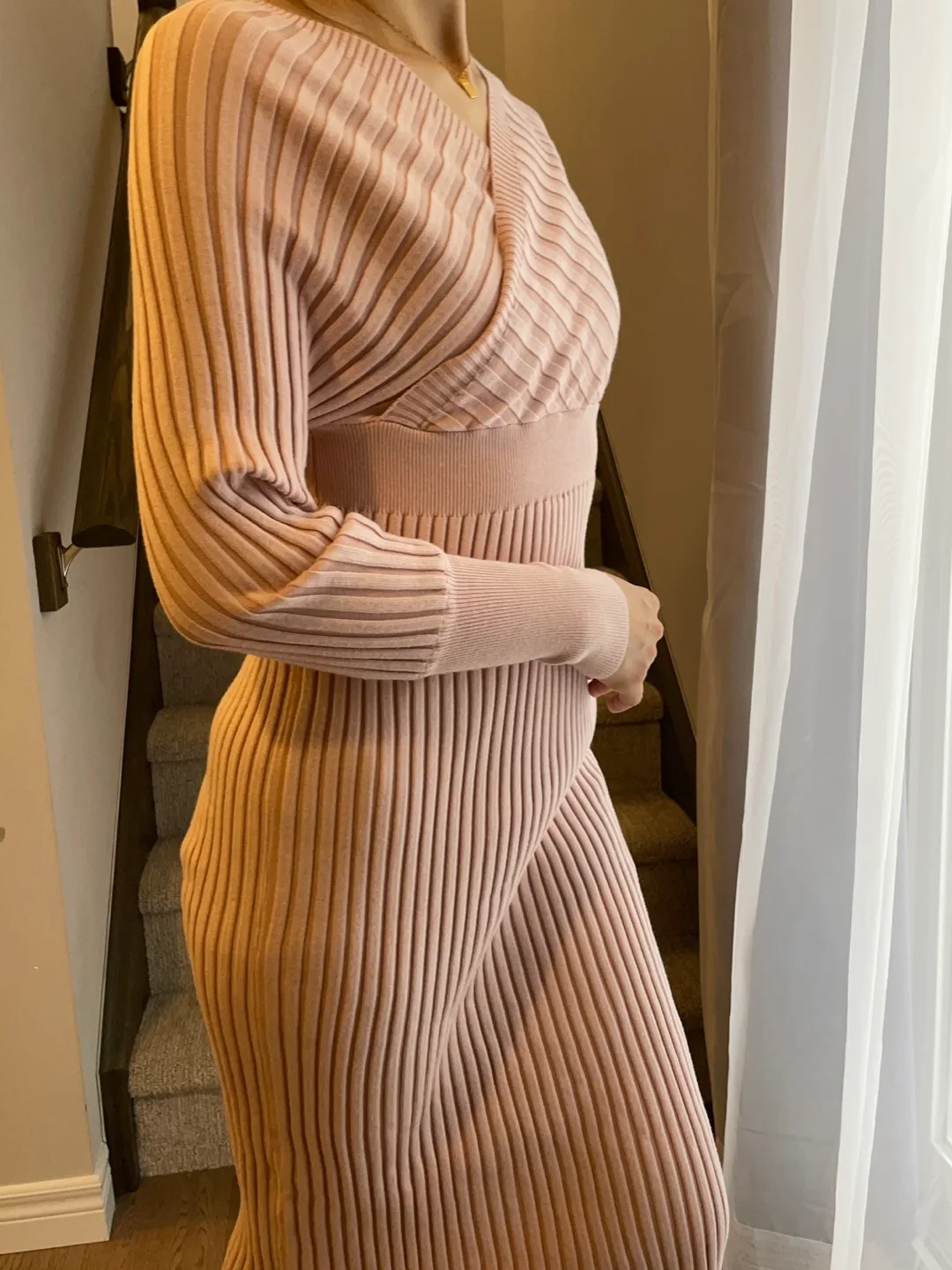 Ribbed Knit Midi Dress - Size M image indicator(5)