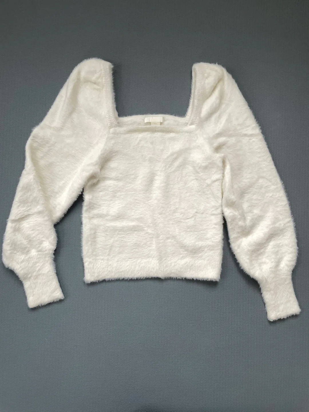 H&M White Fuzzy Knit Sweater - Size S