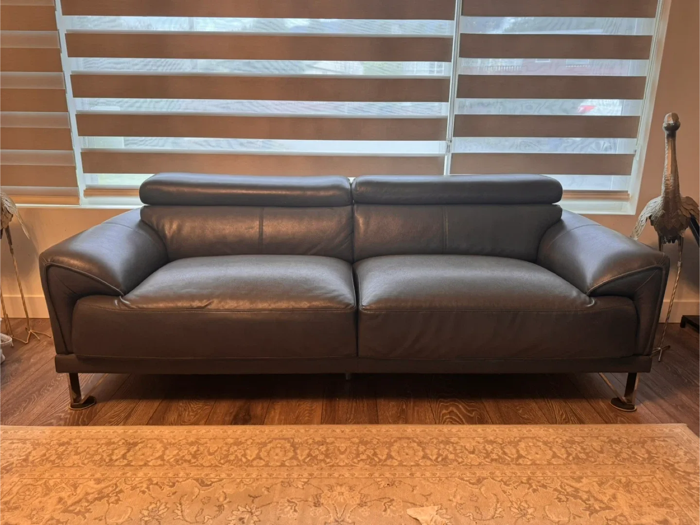 Grey Leather Loveseat