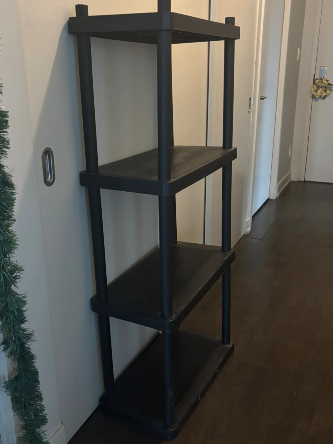 Black 4-Tier Plastic Shelf/ Rack/ Stand - 80cm Wide - photo 2