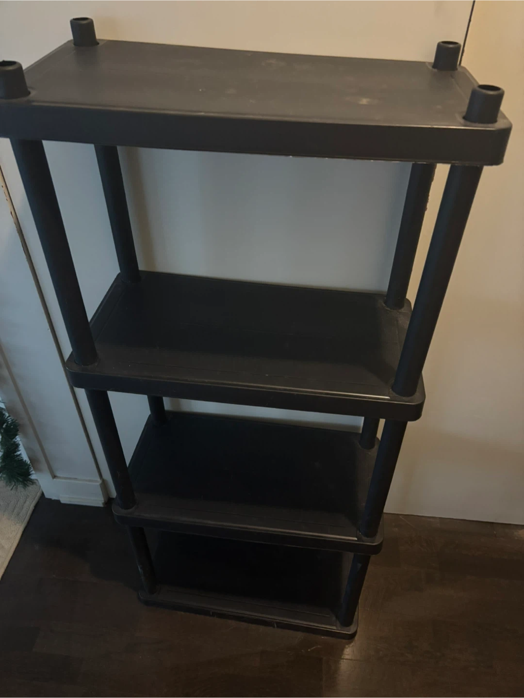 Black 4-Tier Plastic Shelf/ Rack/ Stand - 80cm Wide - photo 4