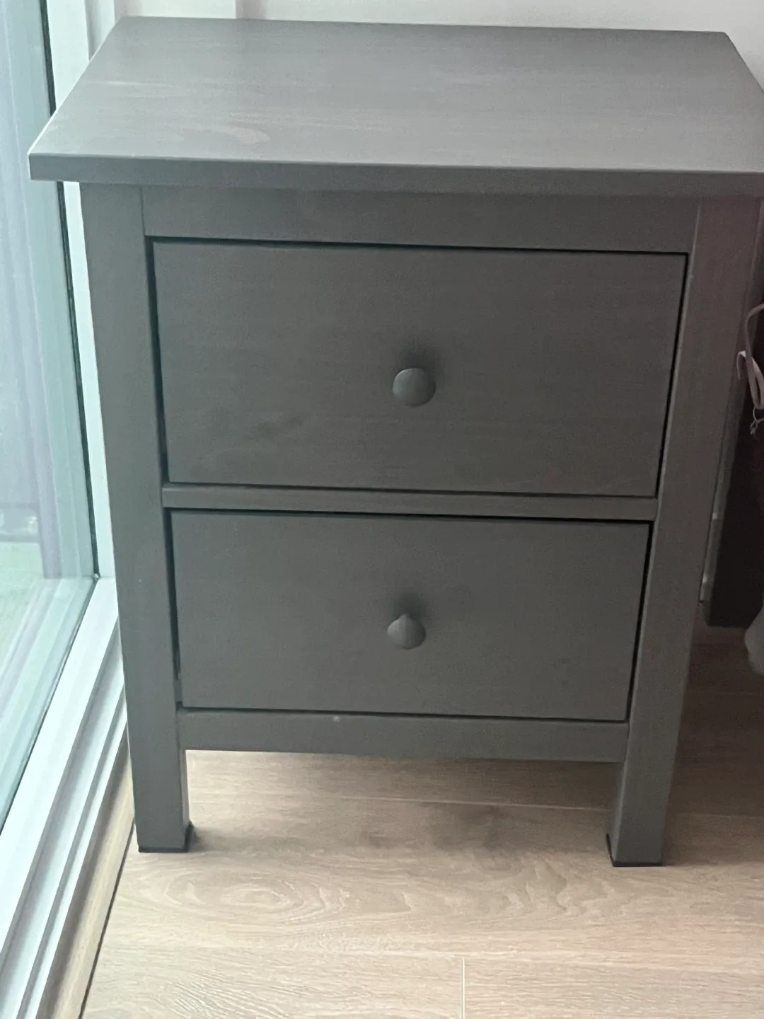 Two Gray Drawer Nightstand