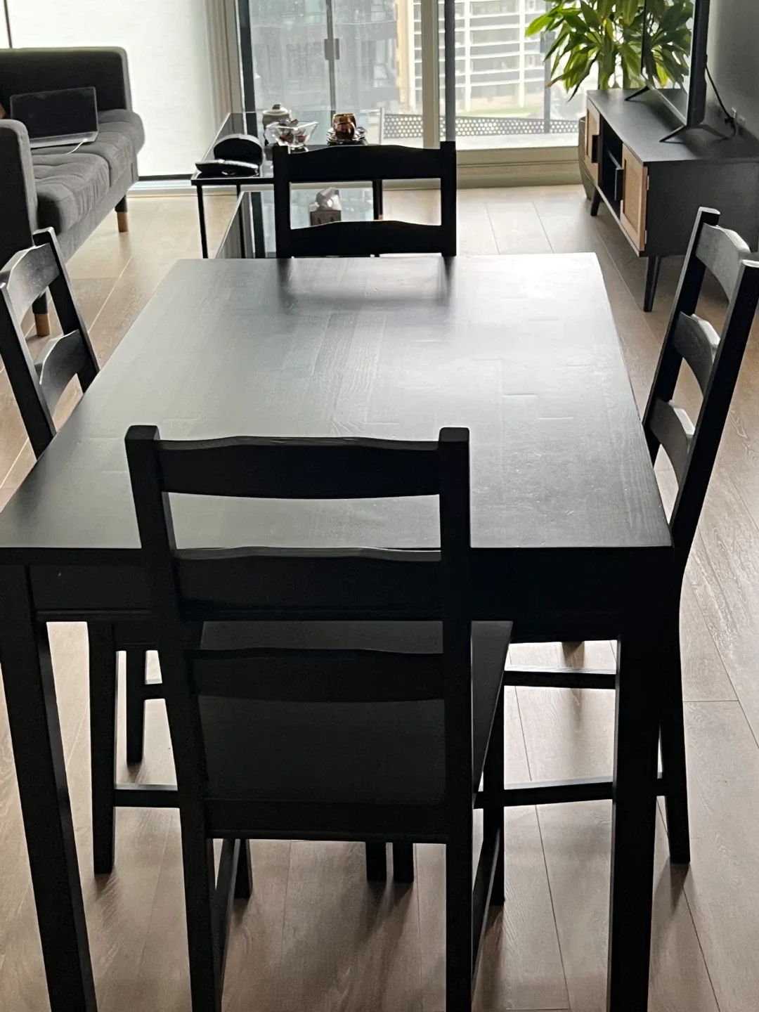 Black Dining Table with 4 Chairs