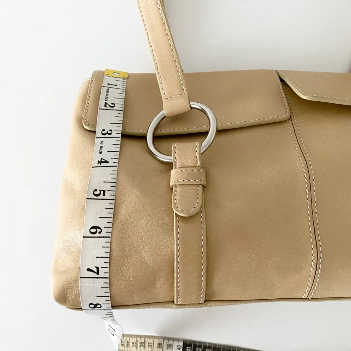 Y2K Leather Shoulder Bag with Silver Metal Ring image indicator(6)