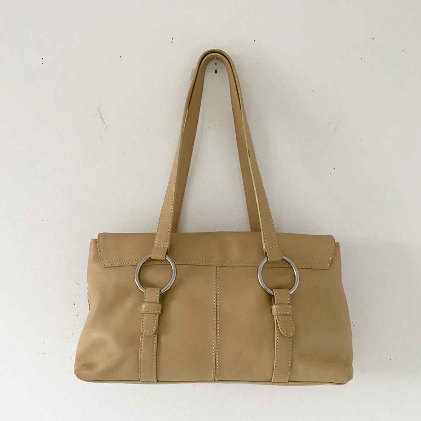 Y2K Leather Shoulder Bag with Silver Metal Ring image indicator(3)