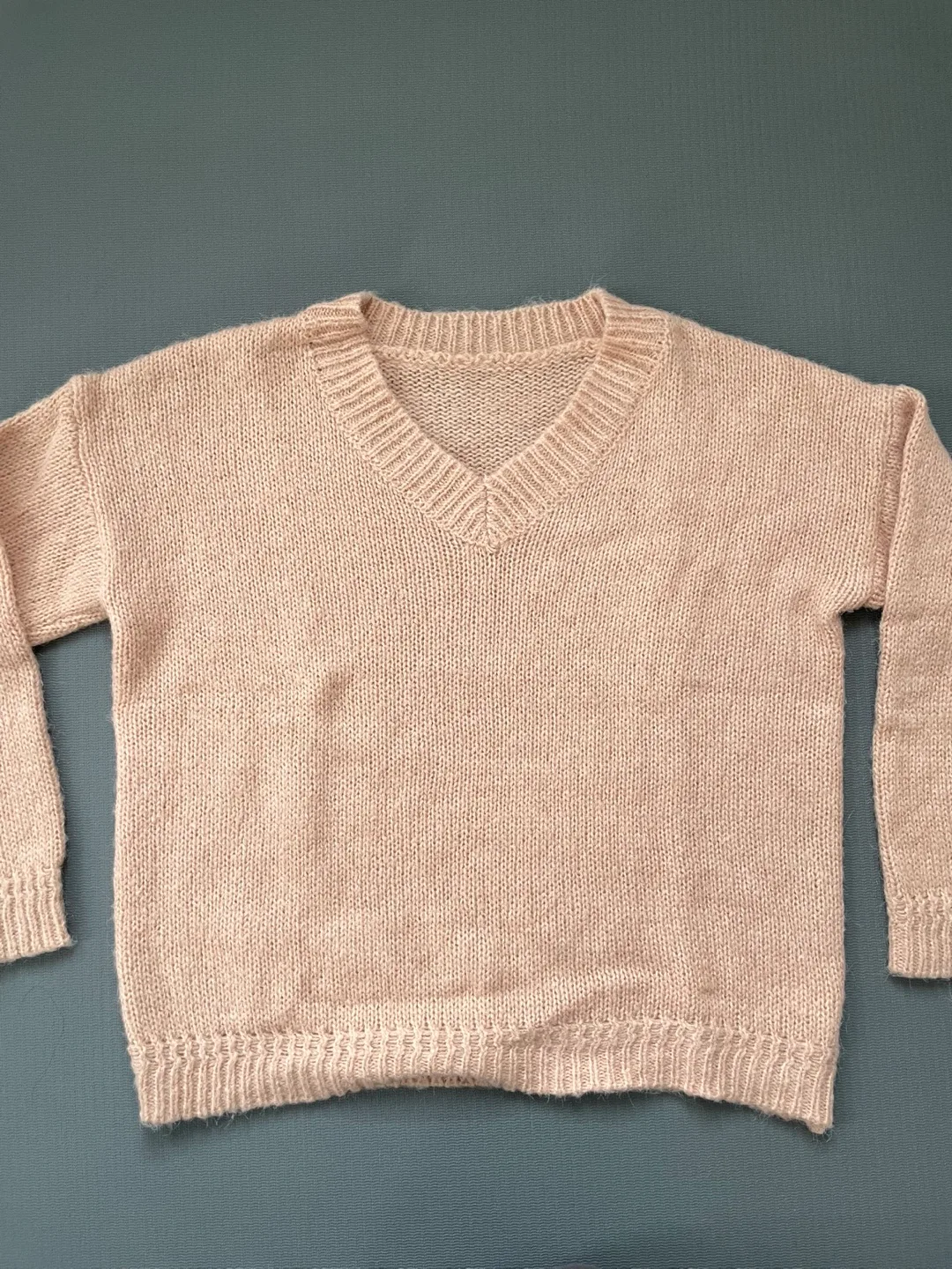 Beige Knit V-Neck Sweater
