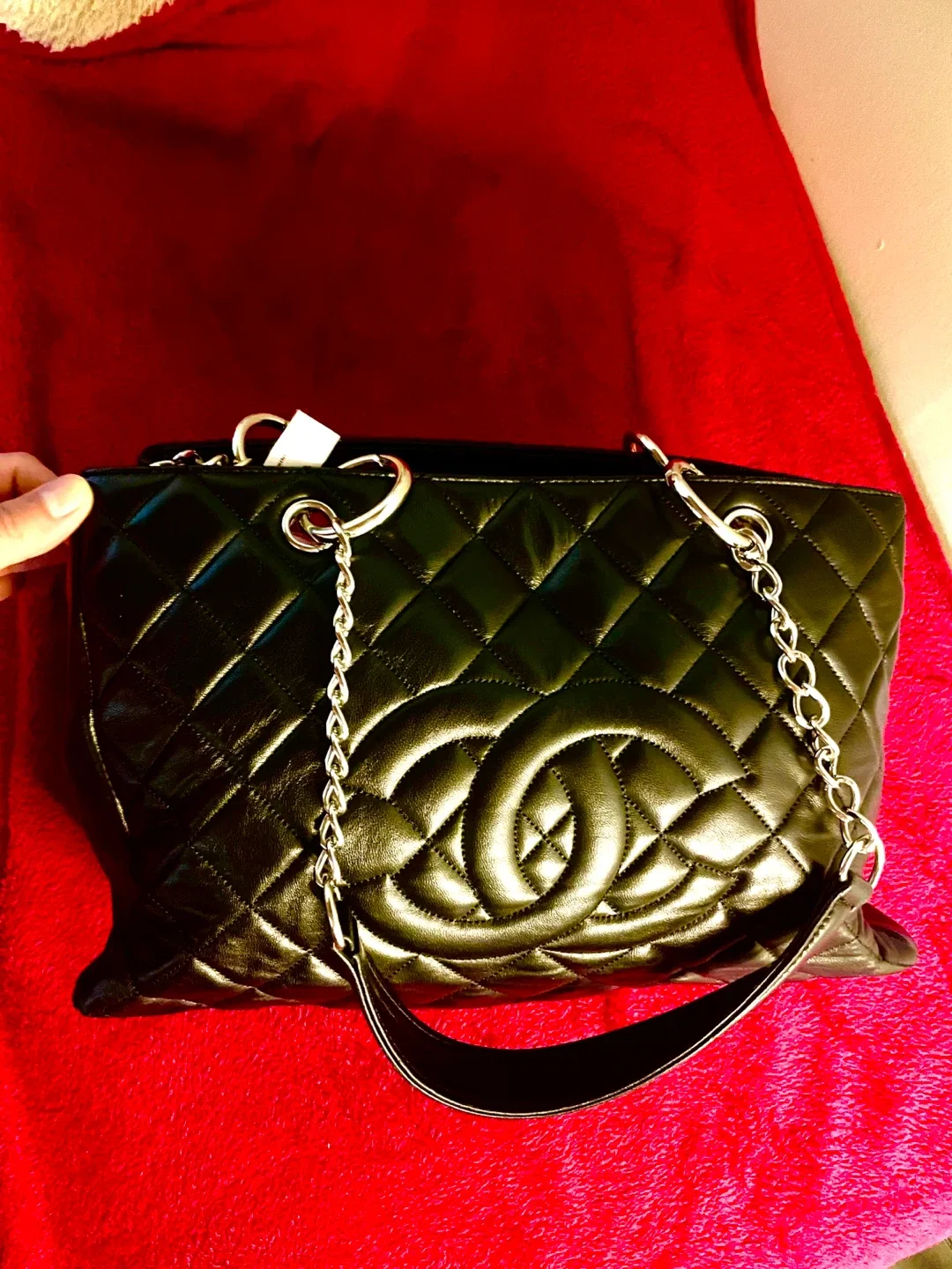 Chanel Quilted Black Leather Tote Bag