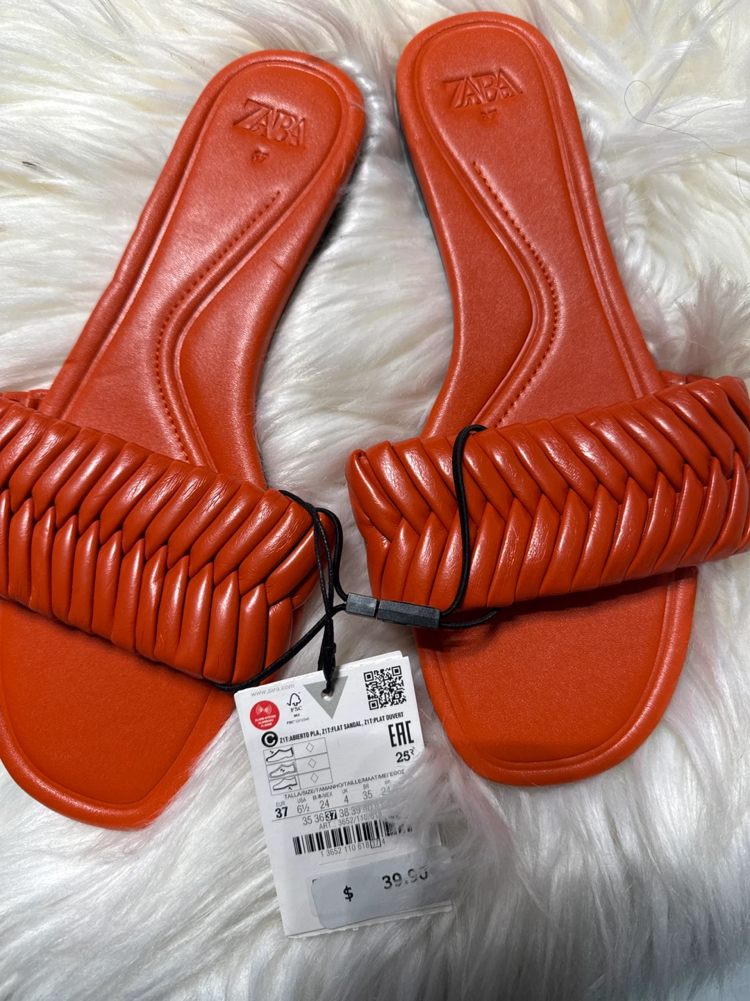 Zara Braided Flat Sandals - Size 7