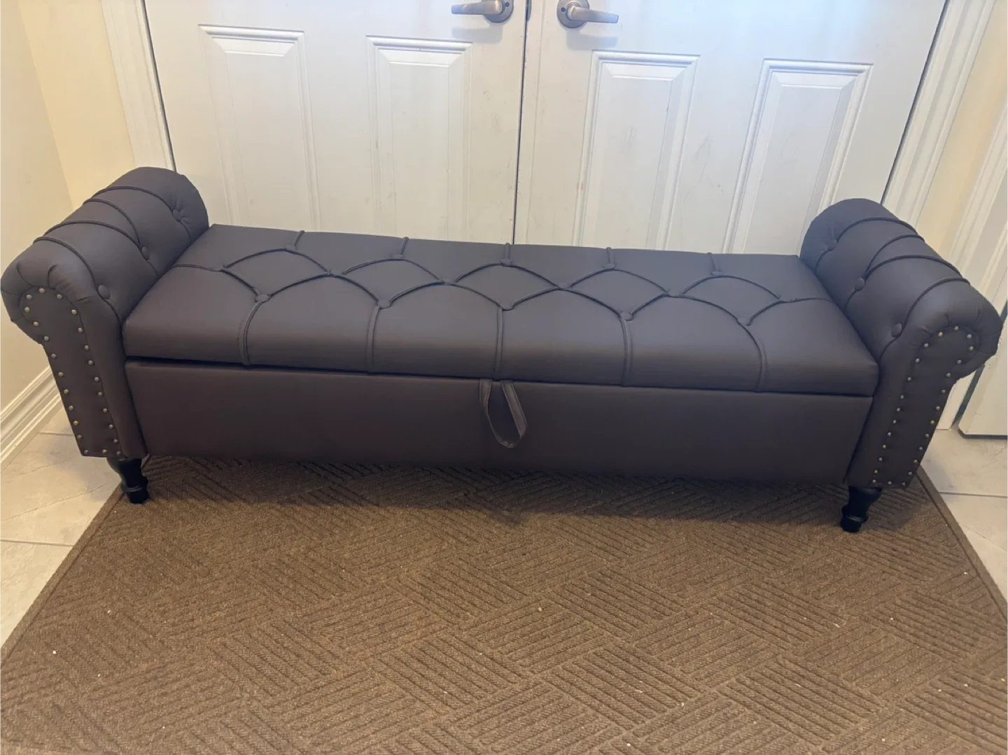 Coffee Brown 66.9'' Faux Leather Upholstered Storage Bench image indicator(5)