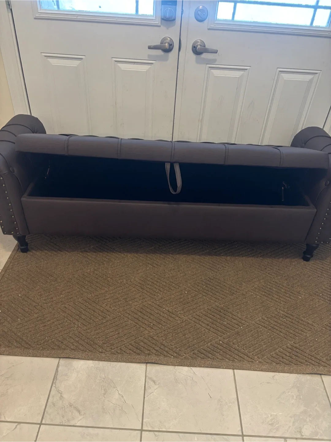 Coffee Brown 66.9'' Faux Leather Upholstered Storage Bench image indicator(6)