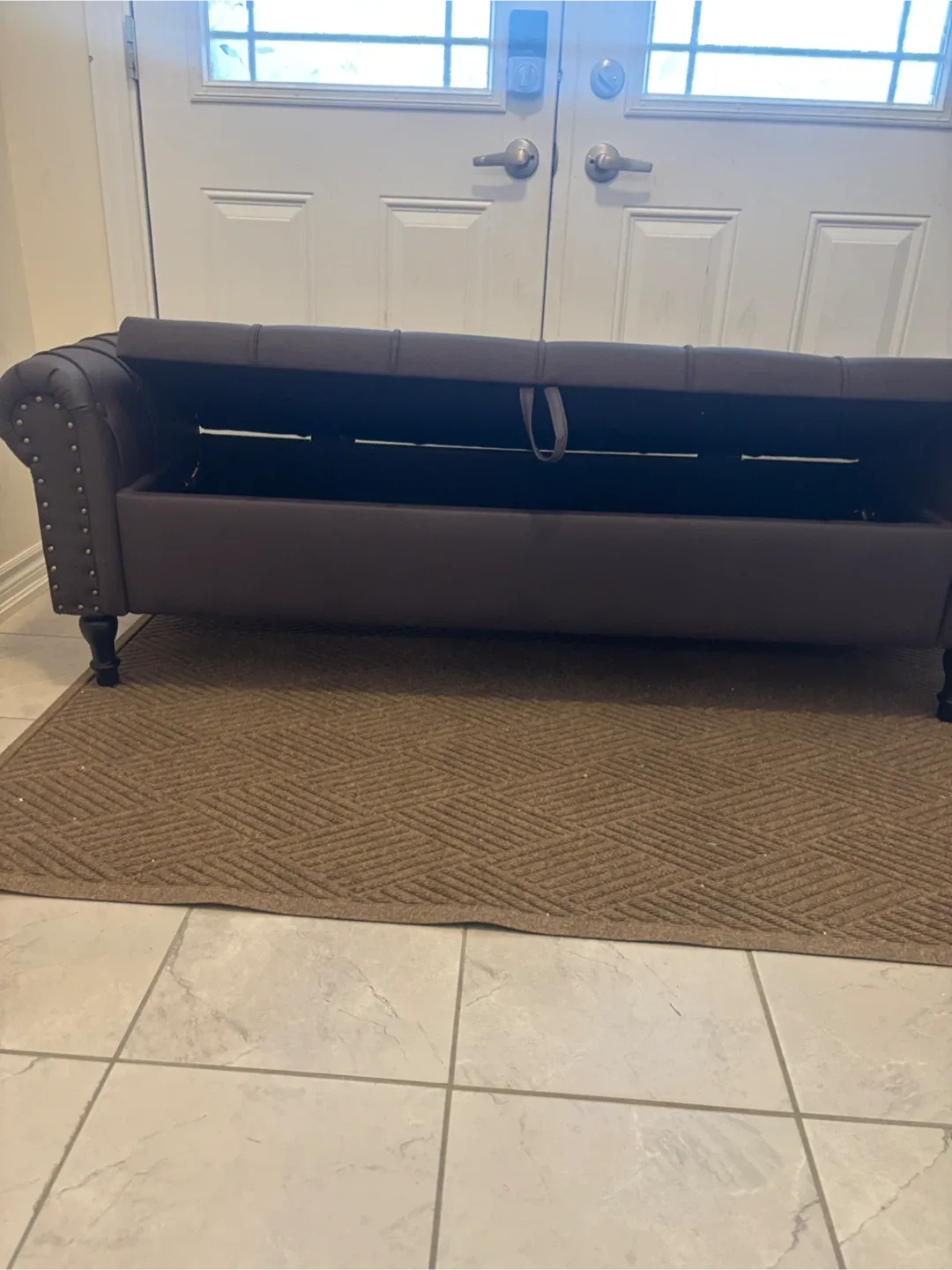 Coffee Brown 66.9'' Faux Leather Upholstered Storage Bench image indicator(7)