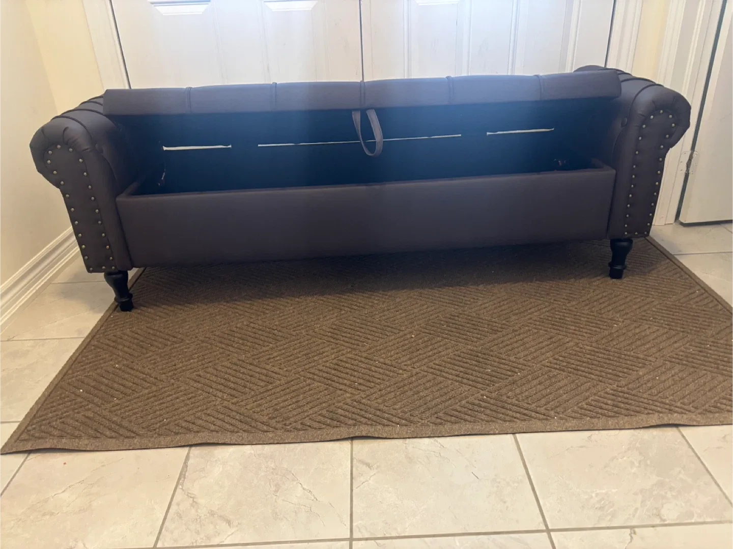 Coffee Brown 66.9'' Faux Leather Upholstered Storage Bench image indicator(8)