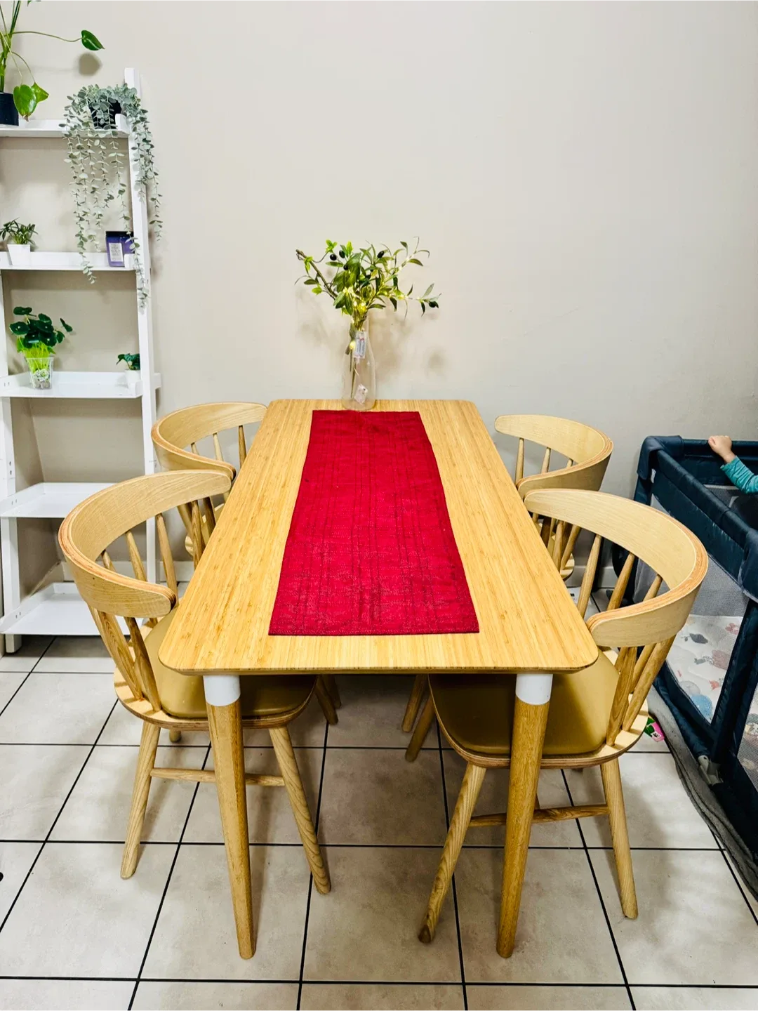 Wooden Dining Table with 4 Chairs