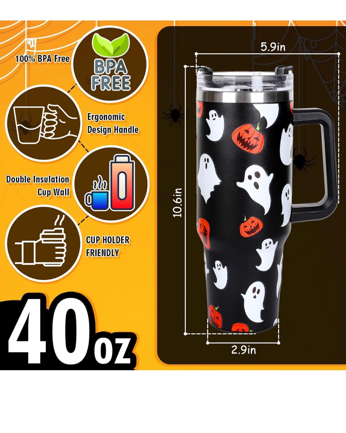 Whaline 40oz Halloween Tumbler with Straw & Lid - photo 2