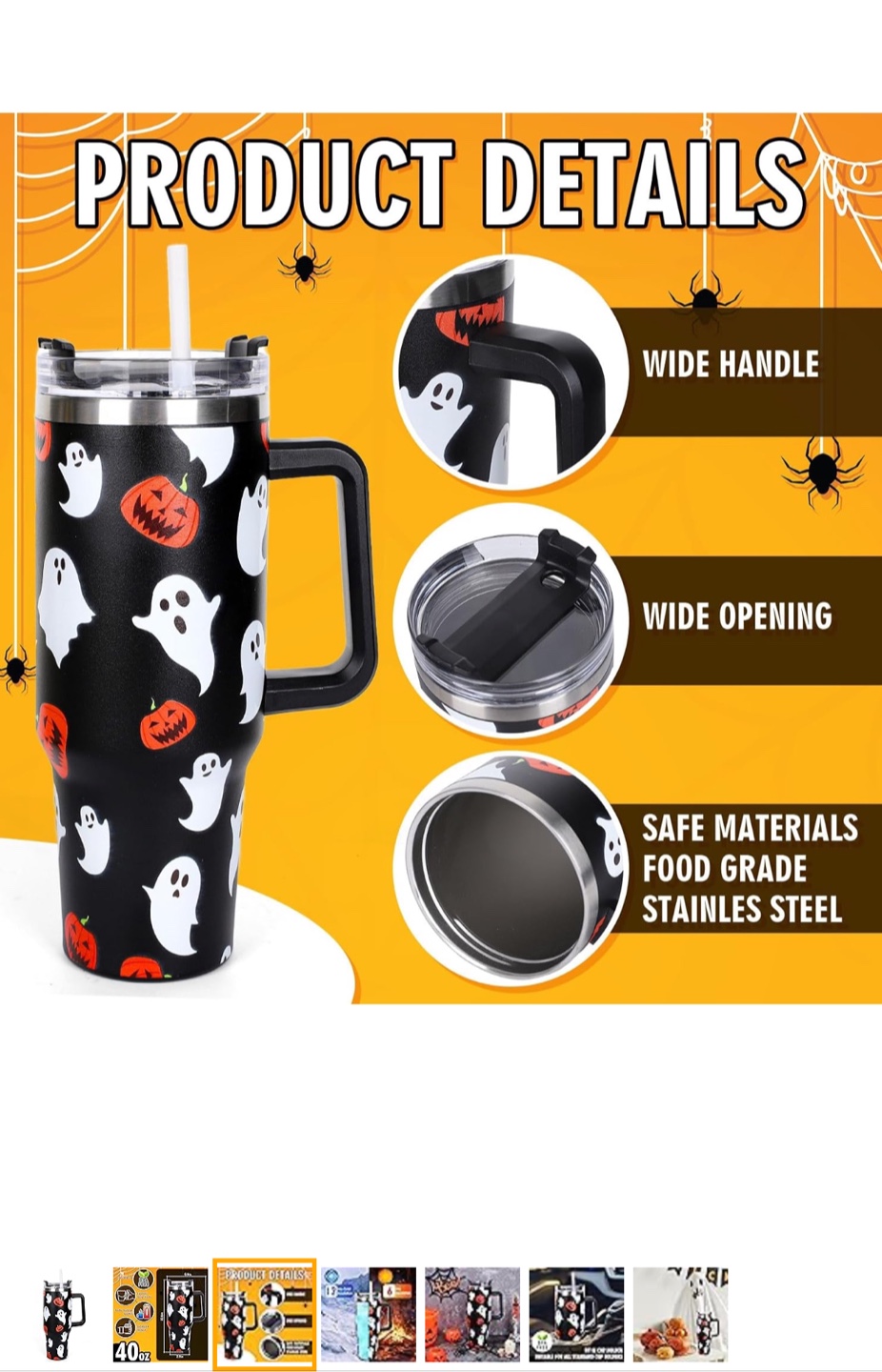 Whaline 40oz Halloween Tumbler with Straw & Lid - photo 3