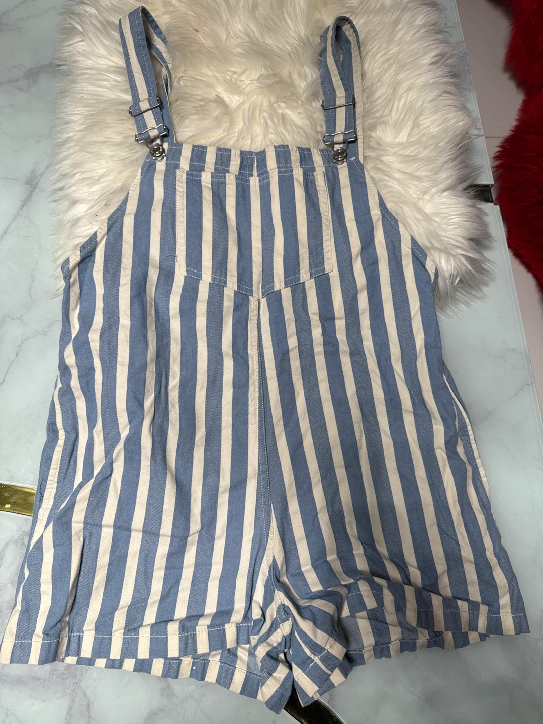 Zara Striped Denim Overalls - Size S - photo 2