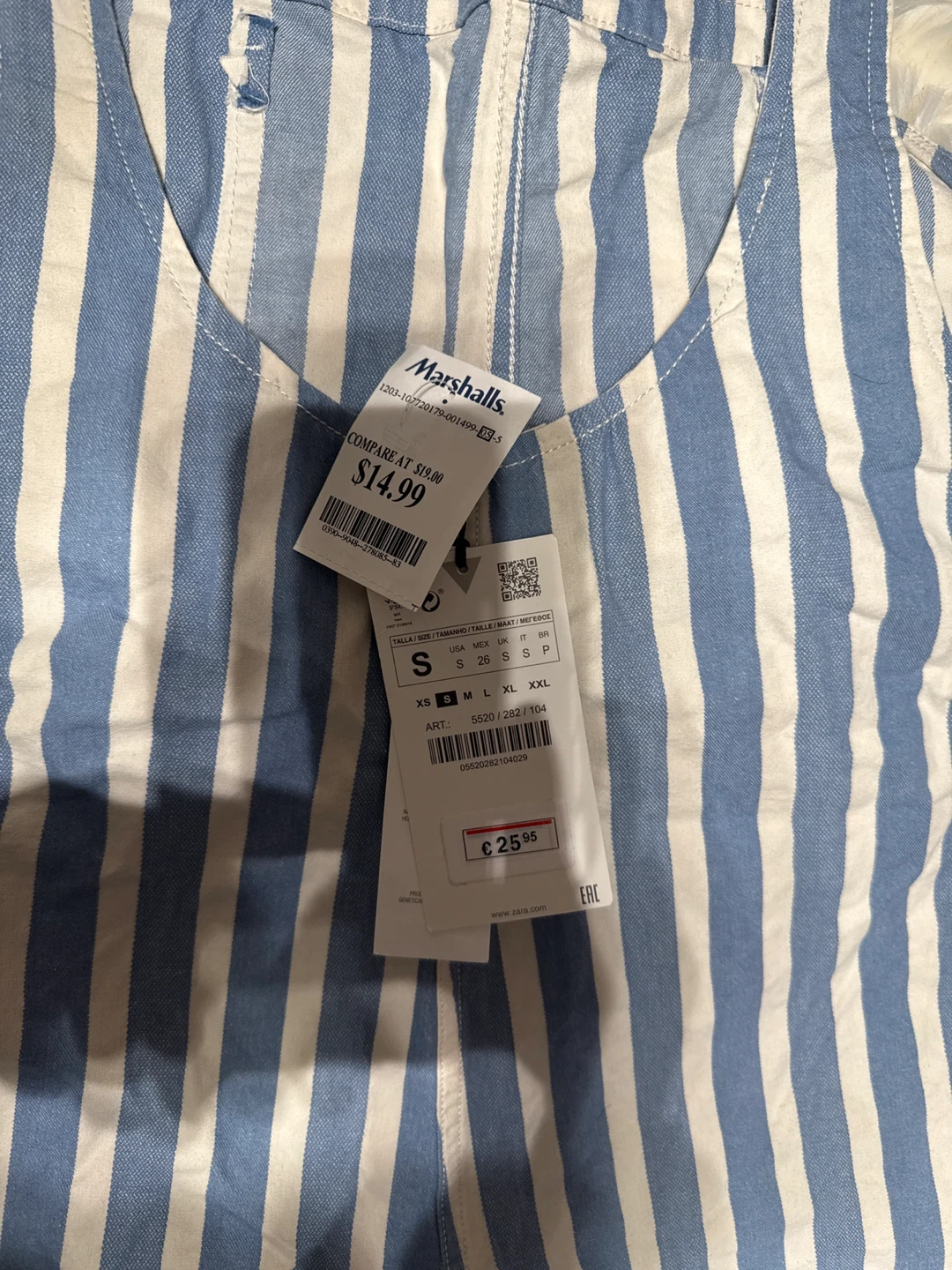 Zara Striped Denim Overalls - Size S - photo 4