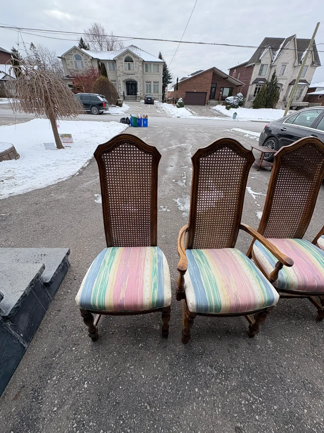 Set of 6 Vintage Cane Back Dining Chairs image indicator(2)