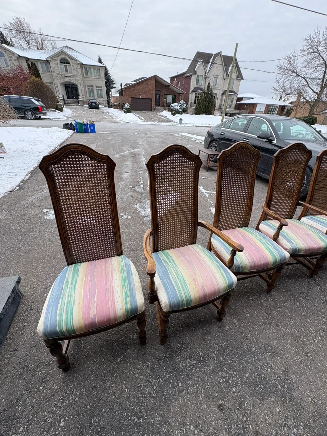 Set of 6 Vintage Cane Back Dining Chairs image indicator(3)