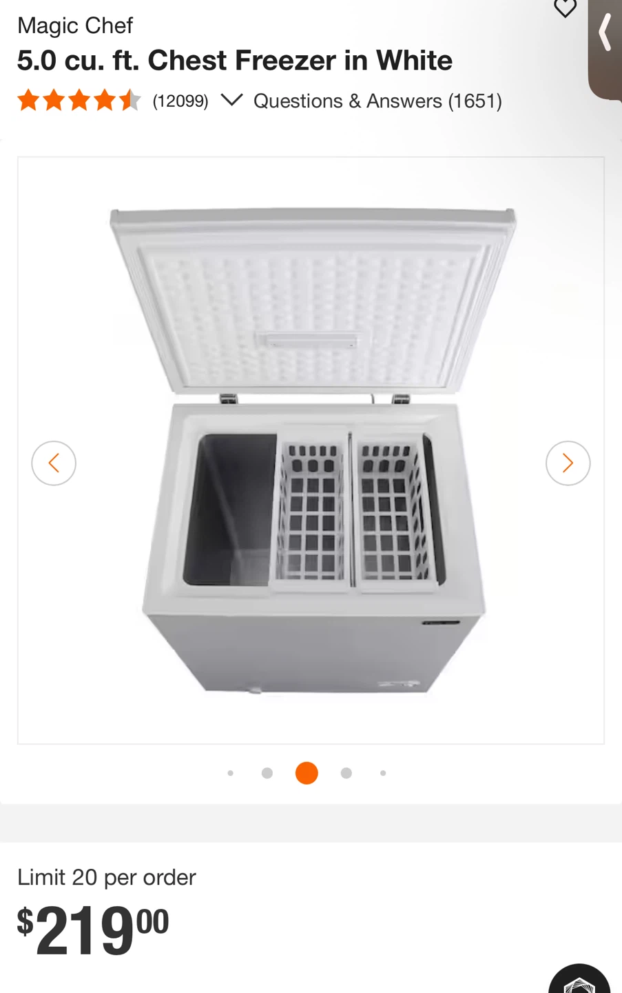 Magic Chef 5.0 cu. ft. Chest Freezer - White - photo 2