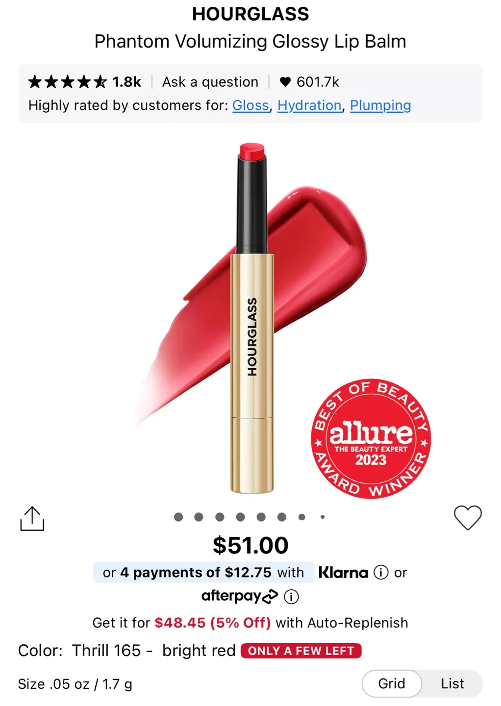 HOURGLASS Phantom Volumizing Glossy Lip Balm