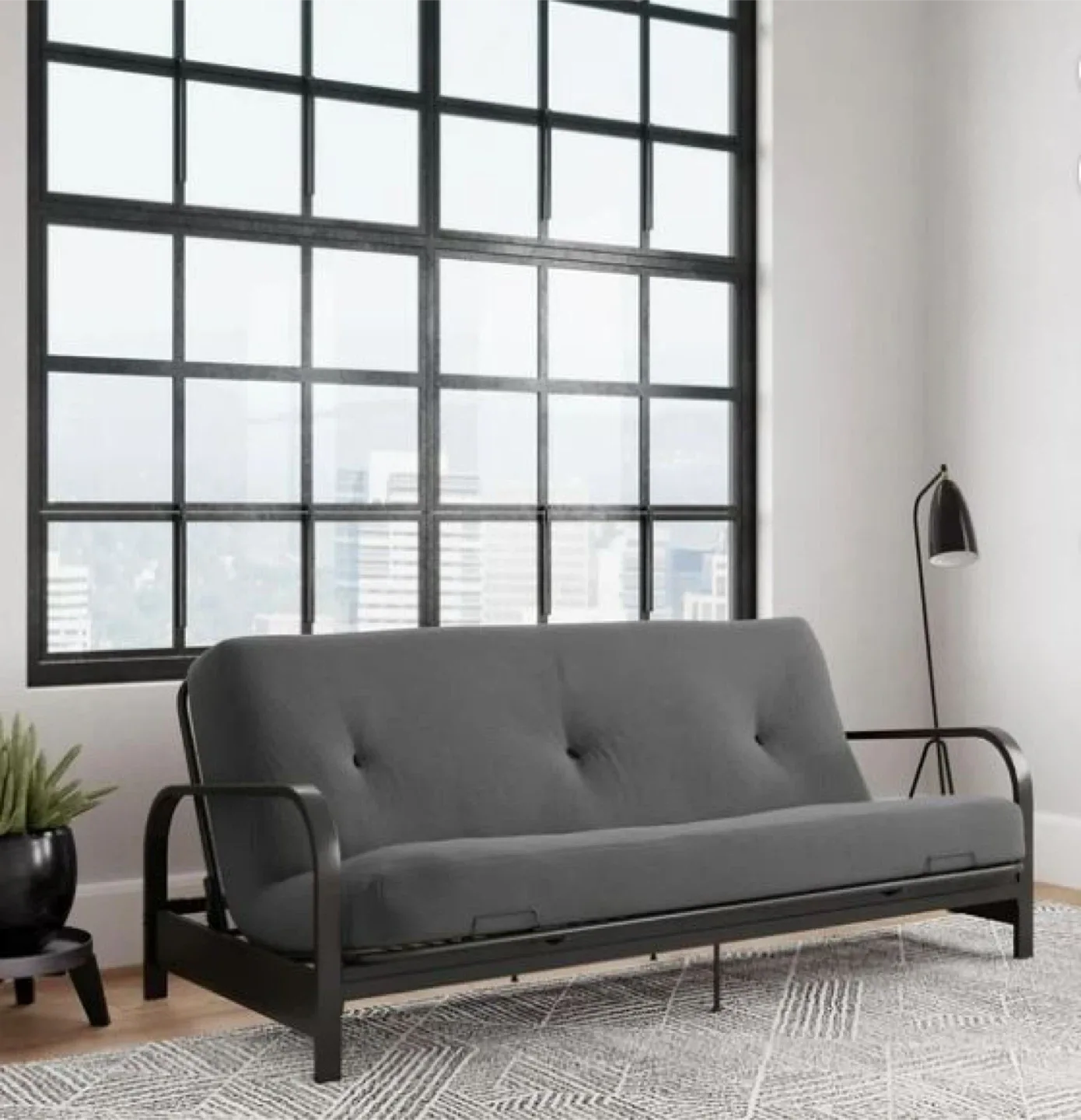 Full-Size Futon Sofa + Folding Sofa Bed + Coffee Table