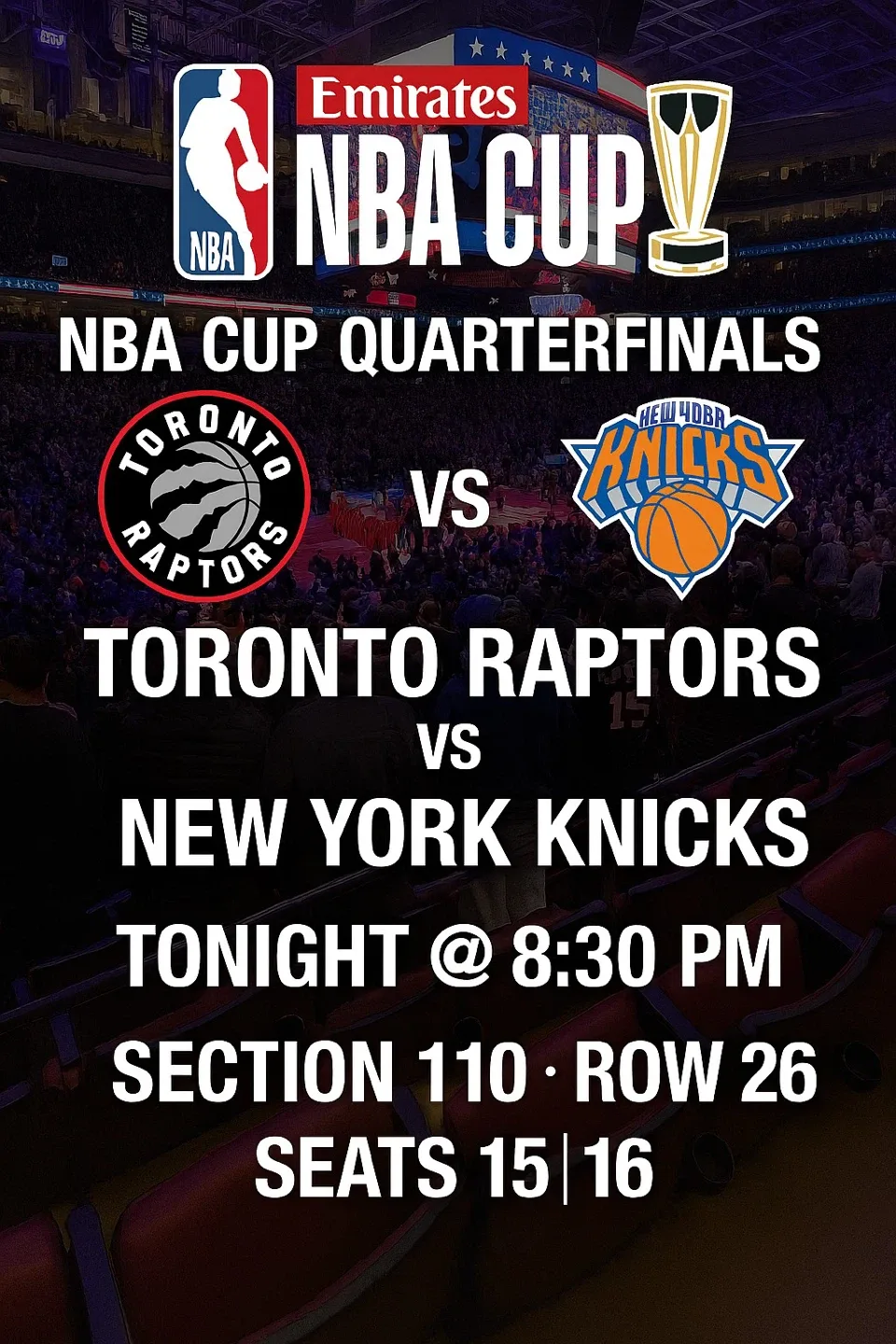 Toronto Raptors vs New York Knicks Ticket