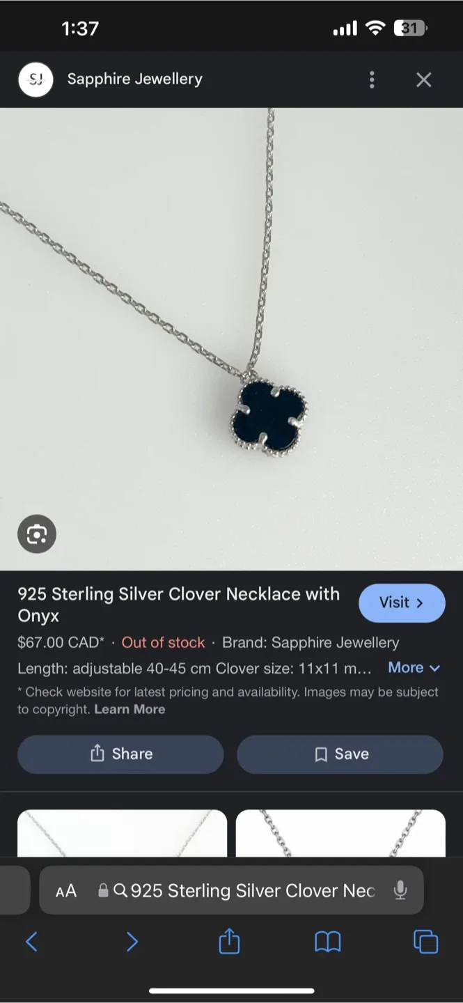 925 Sterling Silver set  "Clover" with Onyx image indicator(4)