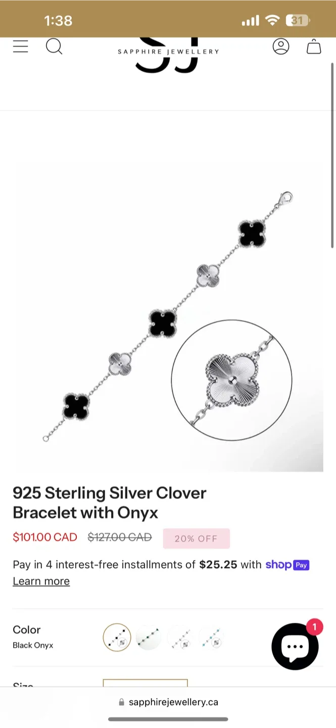 925 Sterling Silver set  "Clover" with Onyx image indicator(5)