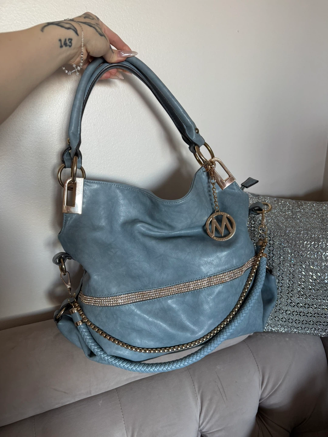 Mia K Farrow Blue Tote Bag - photo 2