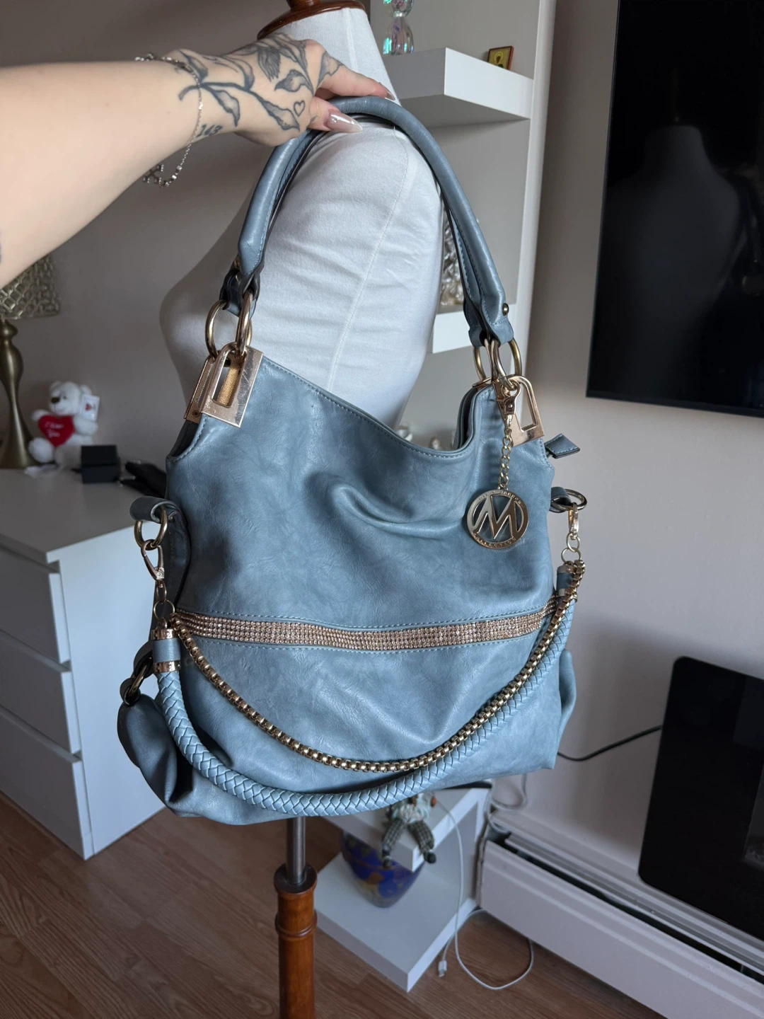 Mia K Farrow Blue Tote Bag