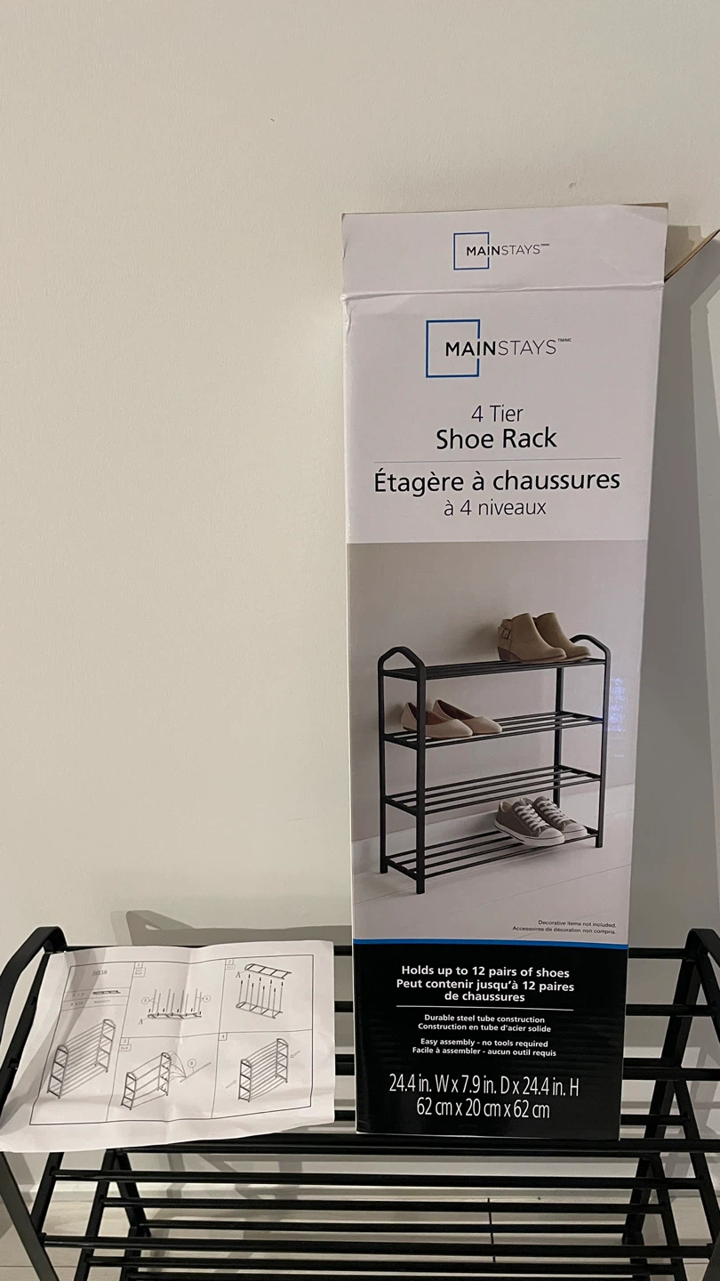 Mainstays 4-Tier Shoe Rack - Black - photo 3