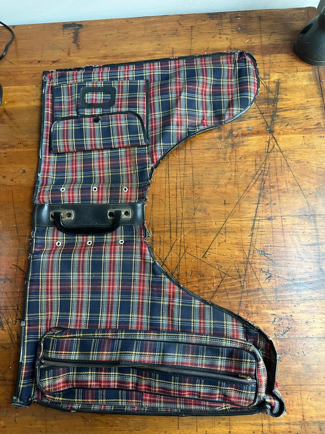 Vintage Plaid 70s Ice Skating Ski Boot Carrying Case RARE image indicator(2)