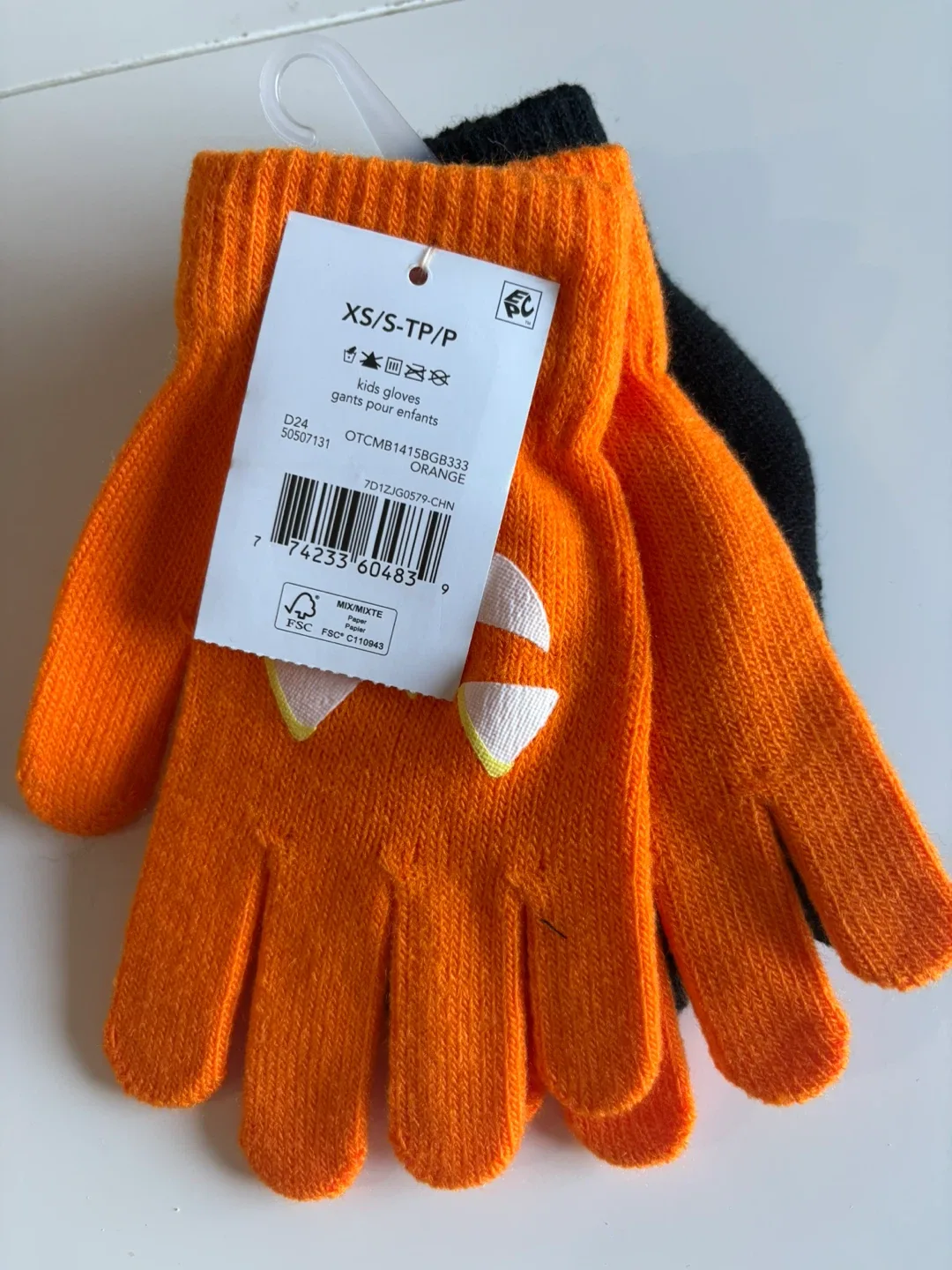 2 Pairs New XS Kids Gloves - Orange & Black