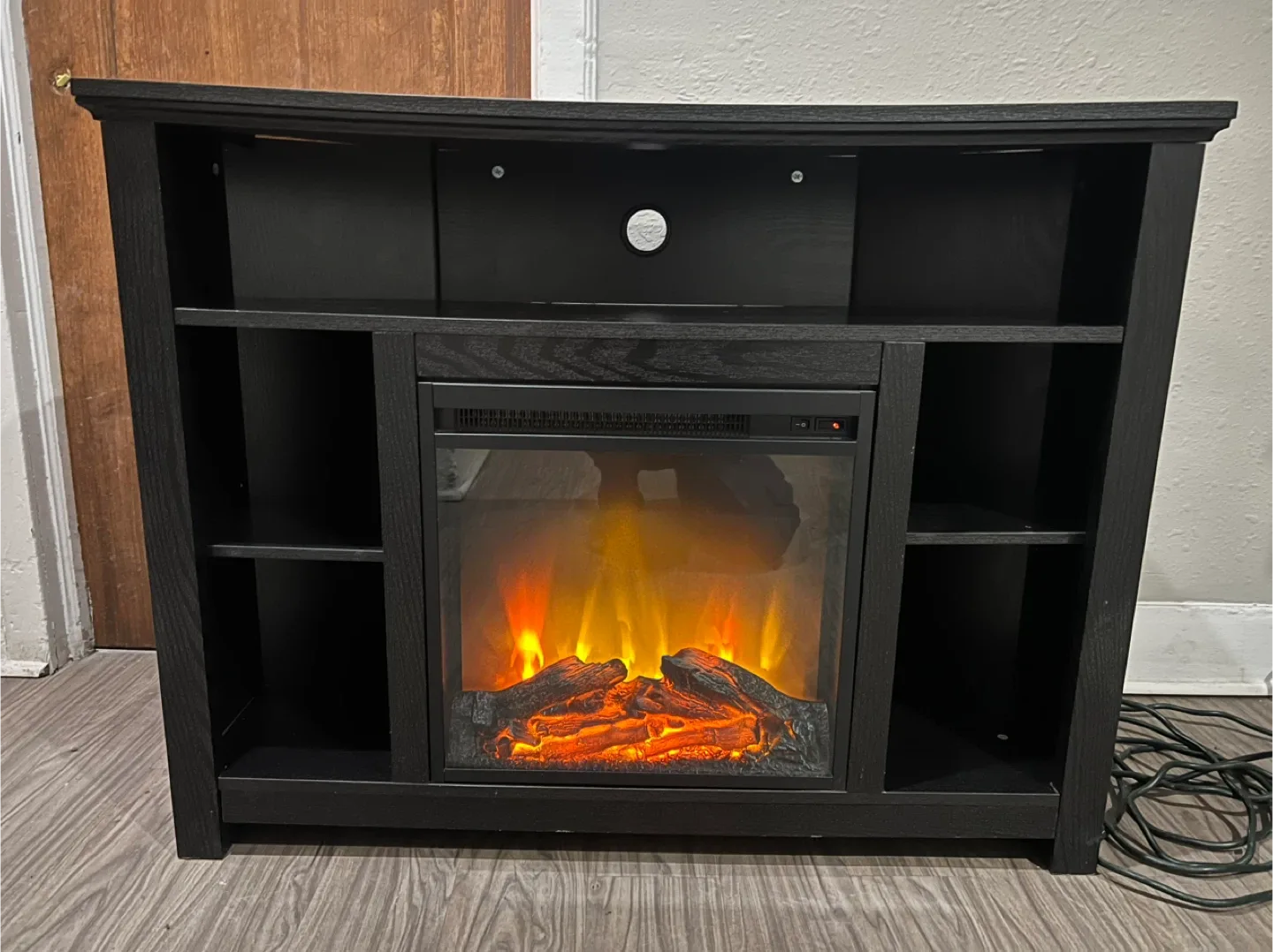 Black Corner Fireplace TV Stand