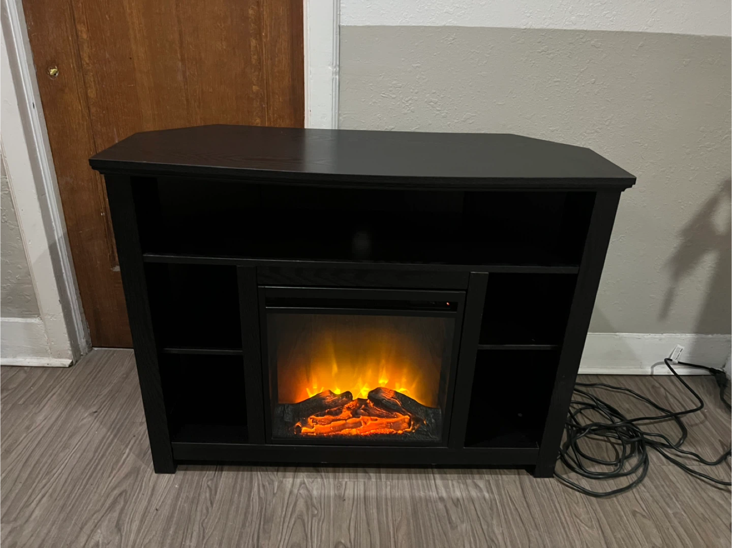 Black Corner Fireplace TV Stand - photo 3