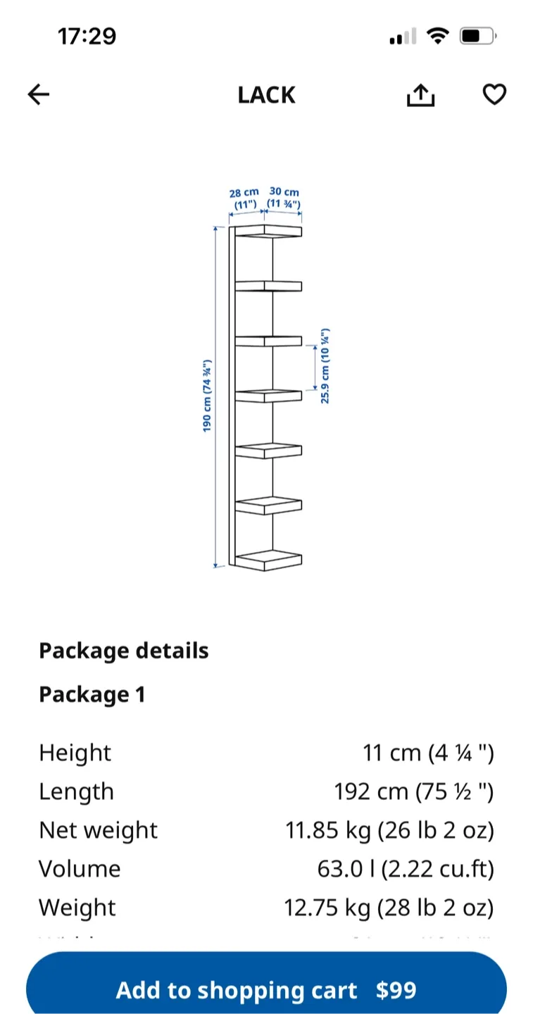 Ikea LACK Wall Shelf Unit - Black-Brown
