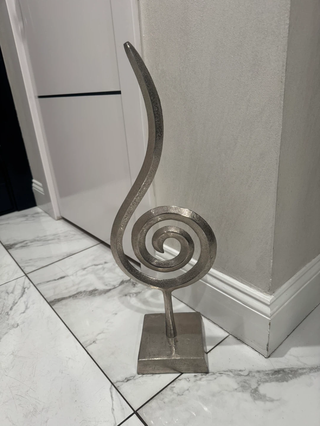 Silver Metal Swirl Sculpture