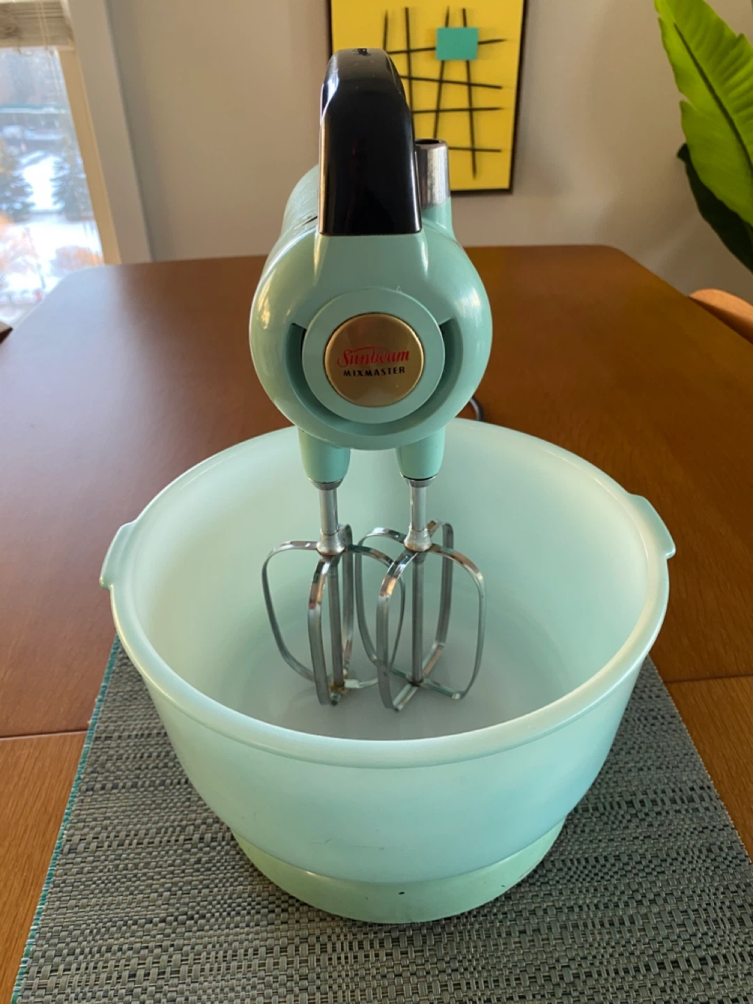 Vintage Turquoise Sunbeam Mixmaster Mixer with Bowls - photo 2