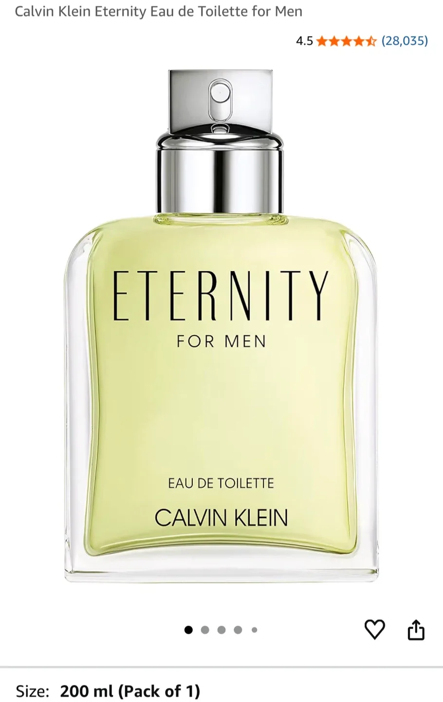 New Calvin Klein Eternity Eau de Toilette 200ml